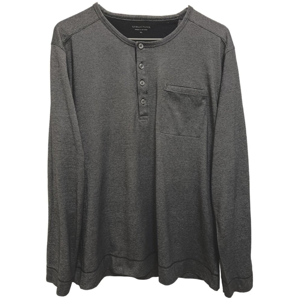 0083 Structure 3/4 Button Long Sleeve Pullover Shirt